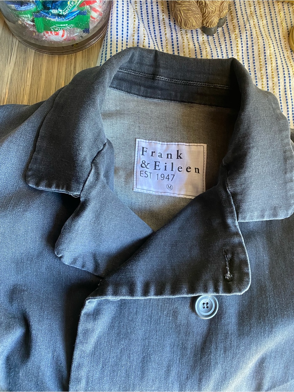 Frank & Eileen Men's Double-Breasted Gray Cotton Pea Coat Sz M - Picture 5 of 10
